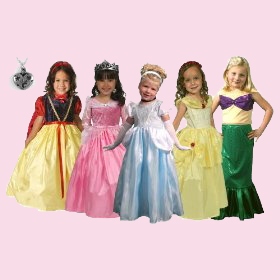 Traditional Princess Dress-Up Set & Necklace, Medium (3-5) Traditional Princess Dress-Up Set & Necklace, Medium (3-5)